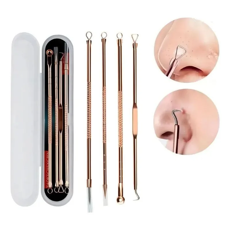 Extrator De Cravos Removedor Acne Espinha Manual Kit 4 Peças