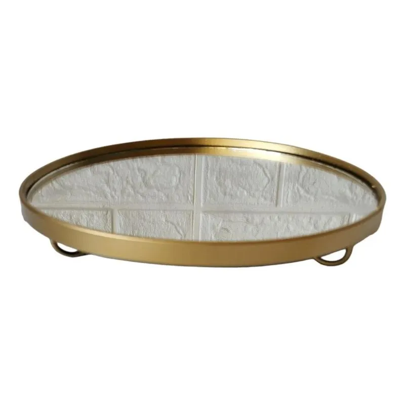 Bandeja Redonda 1 Peça Cor Dourado 17cm