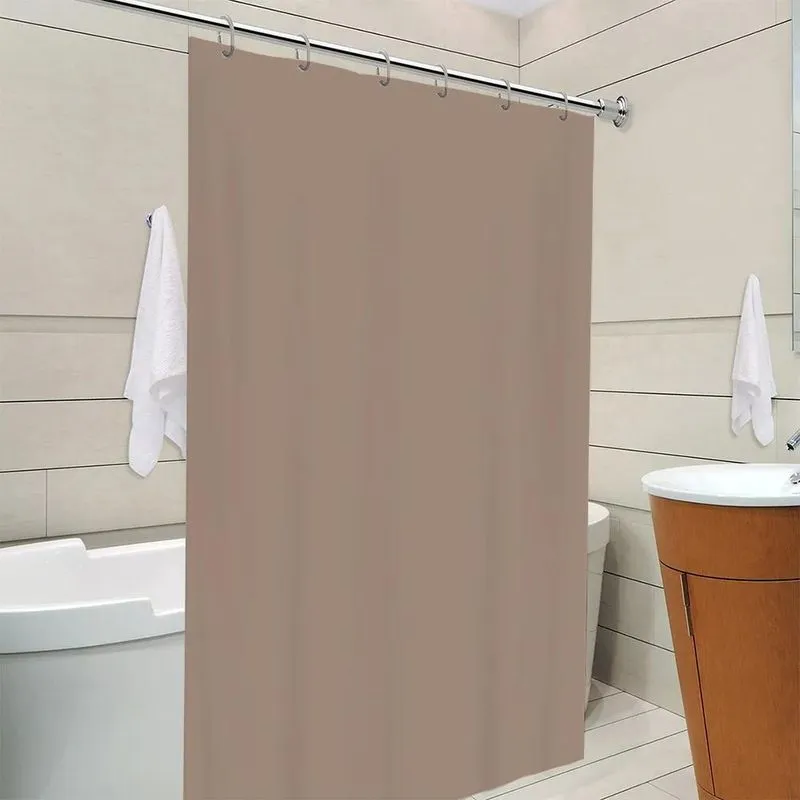Cortina Box Banheiro Impermeável Antimofo + Ganchos - Marrom
