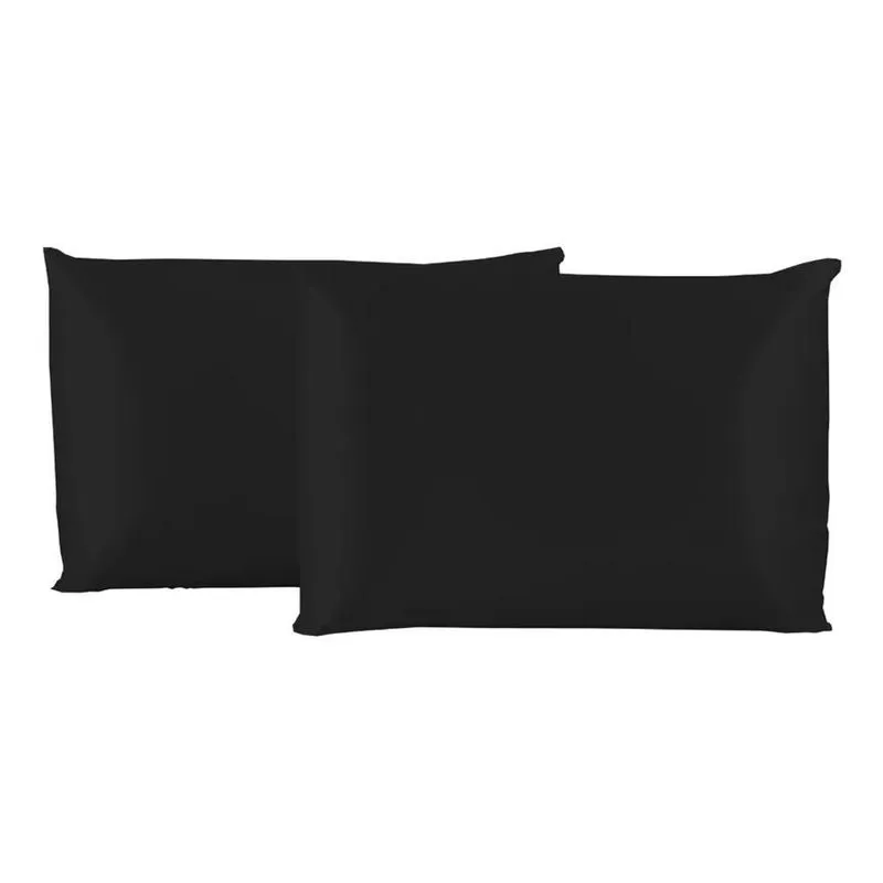 2 Fronhas Cetim Anti Frizz Seda: Cabelos Brilhantes - Preto