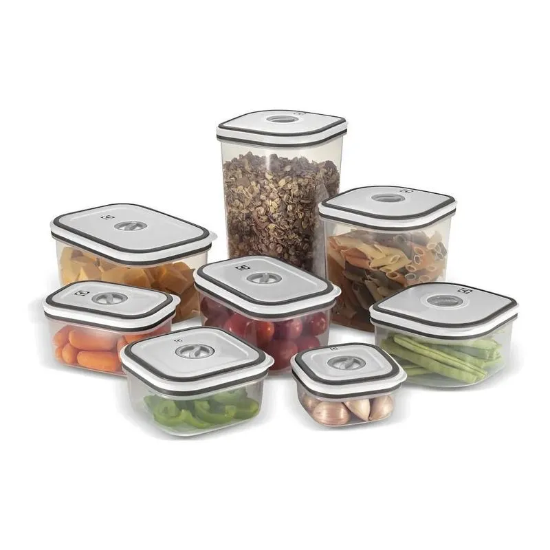Kit Potes Plásticos Transparente Com Tampa Branca 8 Unidades