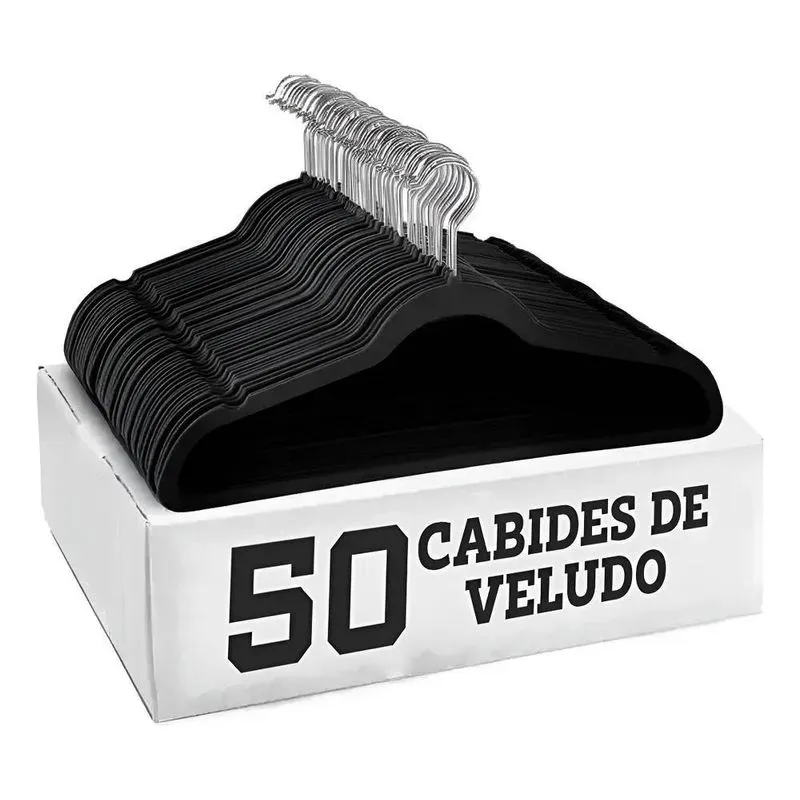Kit 50 Cabides Veludo De Roupa Antideslizante Slim Adulto Co