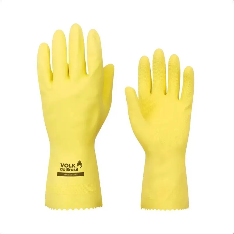 Luva Volk Látex Impermeável Limpeza Profissional - G - Amarelo