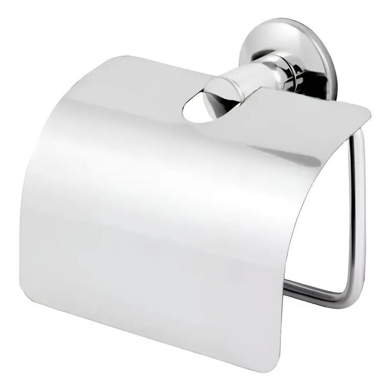 Porta Papel Higiênico Com Tampa Aço Inox Cor Prateado