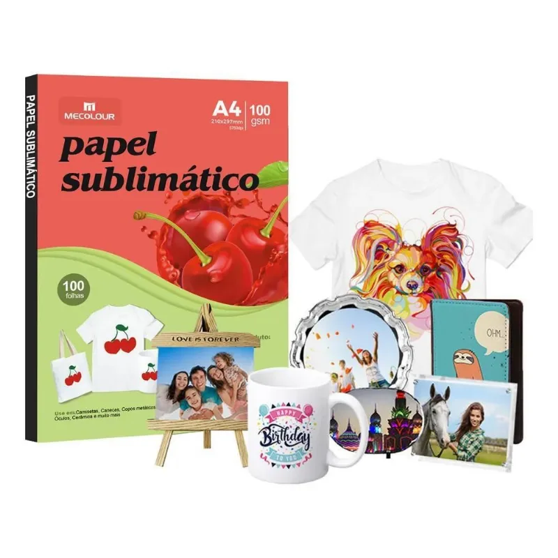 5x Papel Sublimatico Transfer De Canecas A4 100 Folhas Mecol