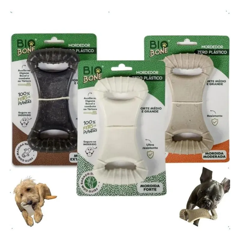 3x Brinquedo Mordedor Para Cachorro Biobone Natural Grande