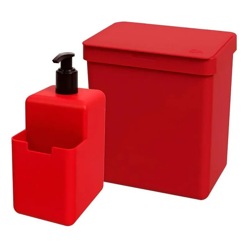 Kit Com Dispenser 500ml E Lixeira De Pia 2,5 L Single Coza C