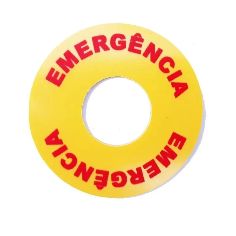 10x 10x Placas Etiqueta Botão De Emergência Nr12 60 X 22mm