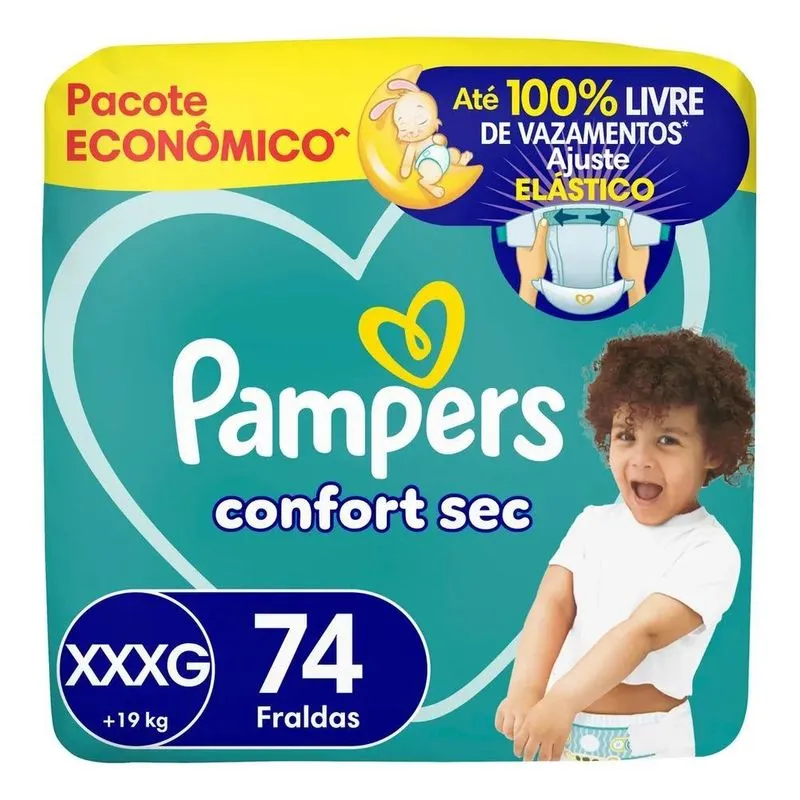 5x Fralda Pampers Confort Sec Tamanho Xxxg 74, Unidades