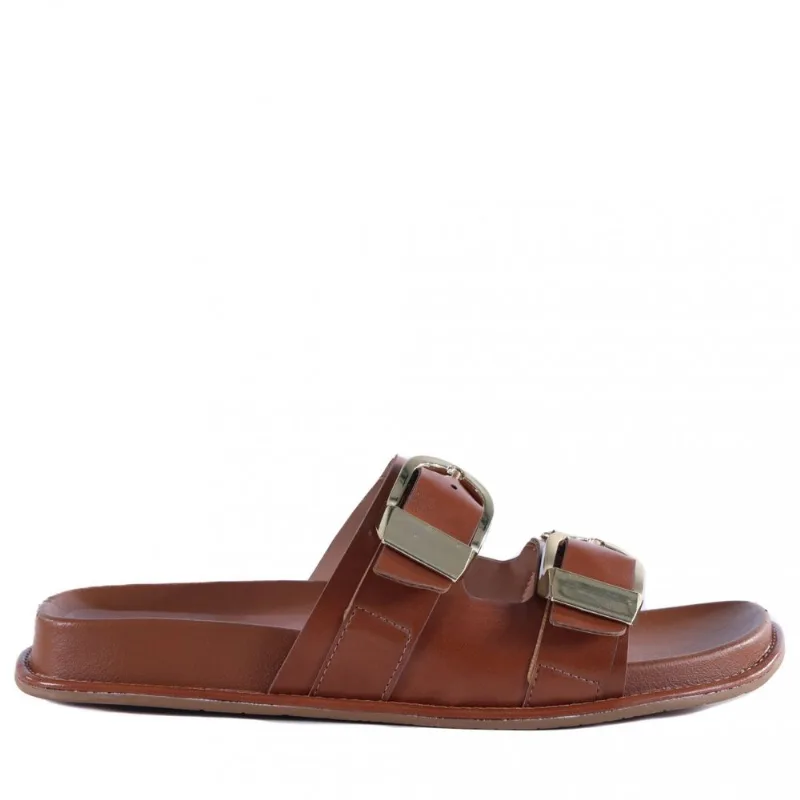 Papete Feminina Birk Zariff com Maxi Fivelas 50471-90894 34 / Caramelo