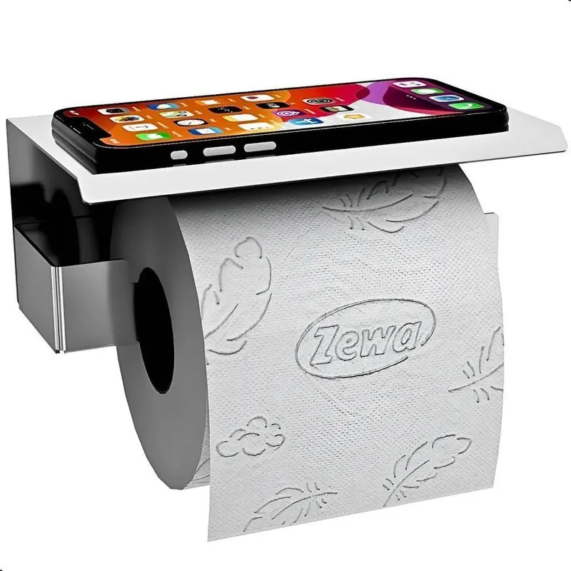 Porta Papel Higiênico De Parede Adesivo Sem Furo Inox Elg