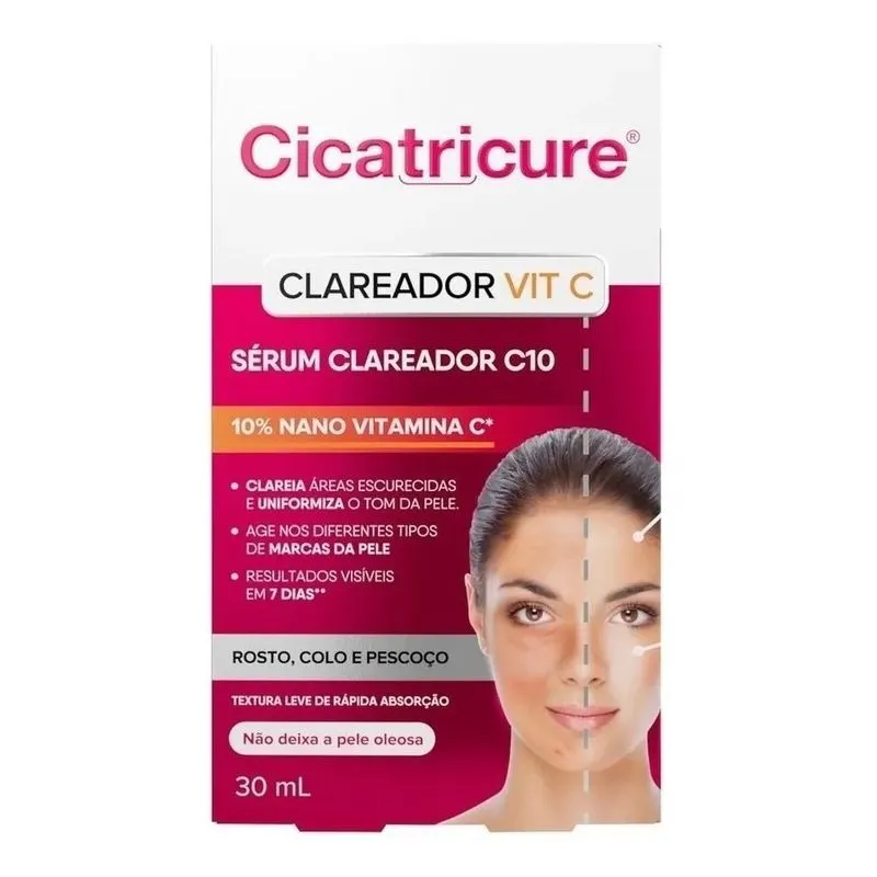 10x Sérum Facial Clareador C 10 Nano Vitamina C 30ml Cicatr