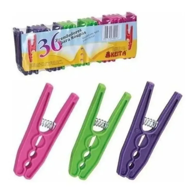 Kit 36 Prendedores Pregador Prendedor Grande Roupas Plastico