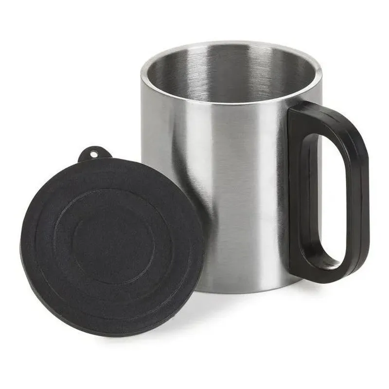 2 Mini Caneca Pequena De Inox Com Tampa 180ml Café Chá Leite