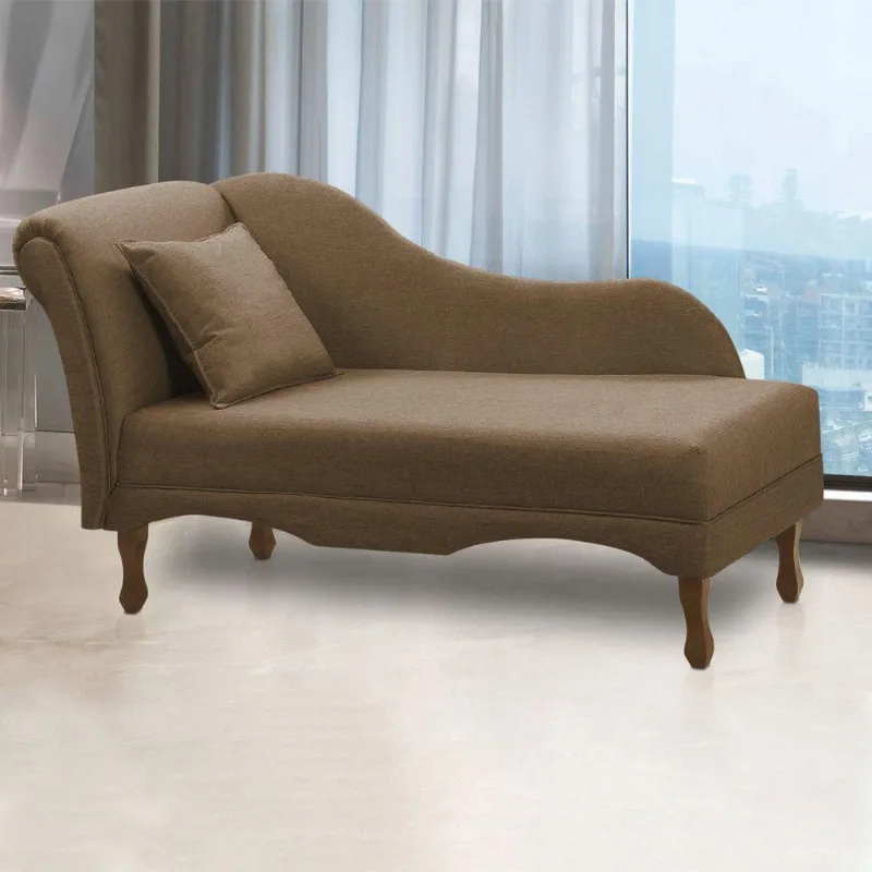 Divã Recamier Pés Retrô Medelin 150cm Linho Marrom Cacau E03 - D'rossi