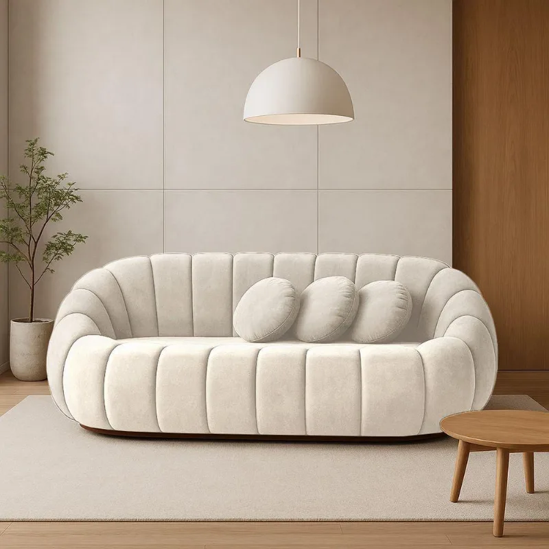 Sofá 2 Lugares Orgânico Para Sala Cloud Bouclê E03 - D'rossi Bege