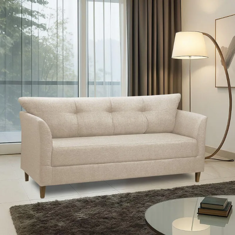 Sofá 3 Lugares Living Para Sala Leblon 180cm Linho E03 - D'rossi Cor Bege