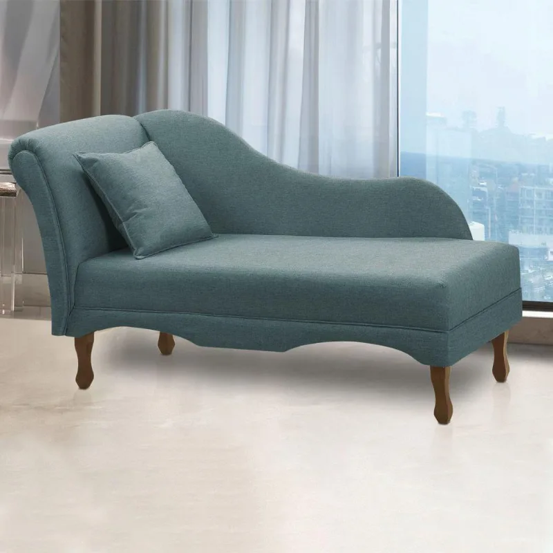 Divã Recamier Pés Retrô Medelin 150cm Linho E03 - D'rossi Azul