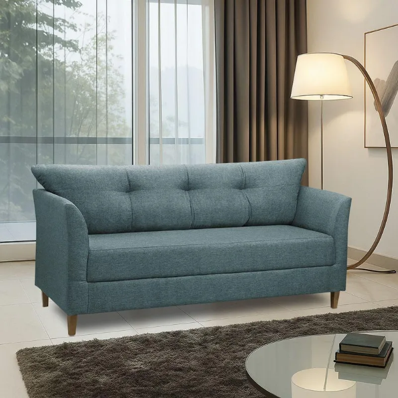 Sofá 3 Lugares Living Para Sala Leblon 180cm Linho Azul E03 - D'rossi