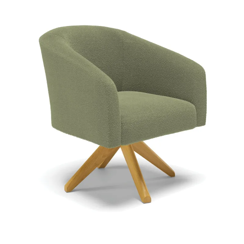 Poltrona Decorativa Giratória MA30 Stella Bouclê Pistache - D'Rossi