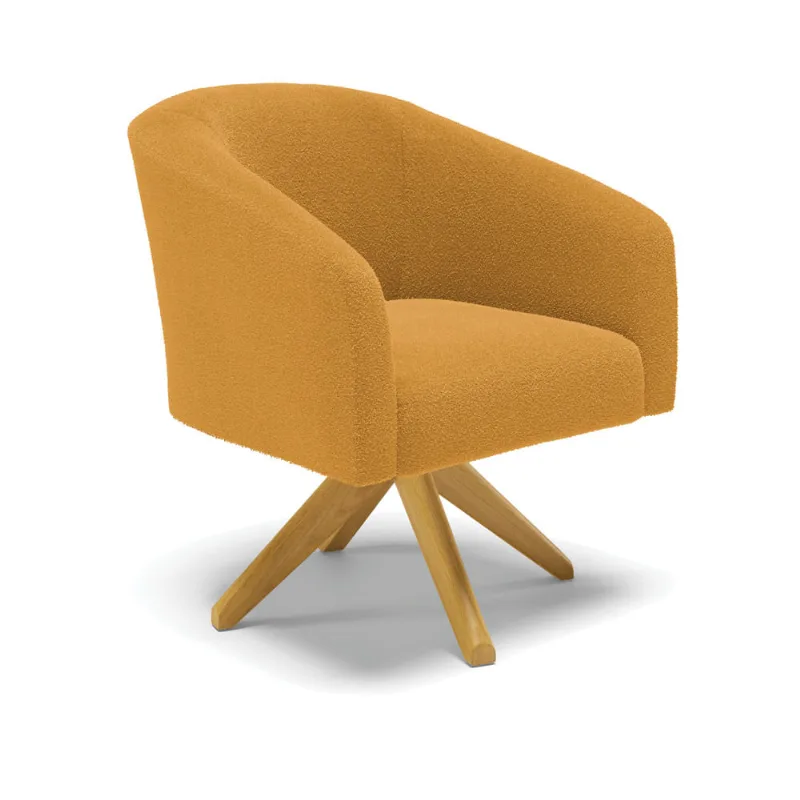 Poltrona Decorativa Giratória MA30 Stella Bouclê Mostarda - D'Rossi