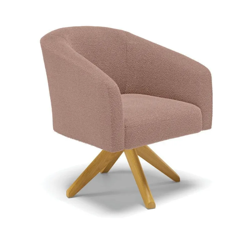 Poltrona Decorativa Giratória Ma30 Stella Bouclê Rosê D03 - DRossi