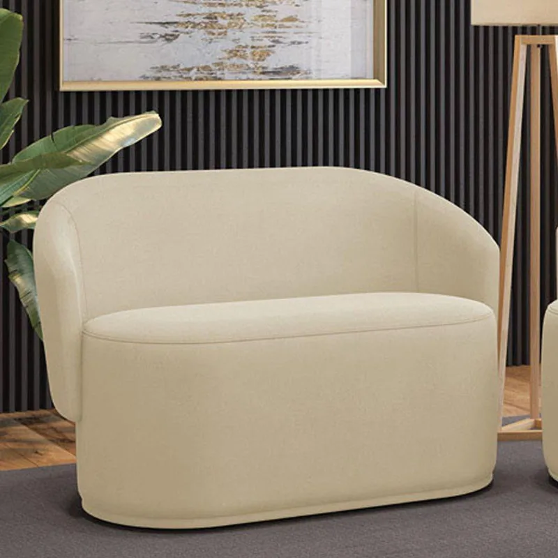 Sofá 2 Lugares Namoradeira Orgânica Para Sala Malu Suede M11 - D'rossi Cor Bege