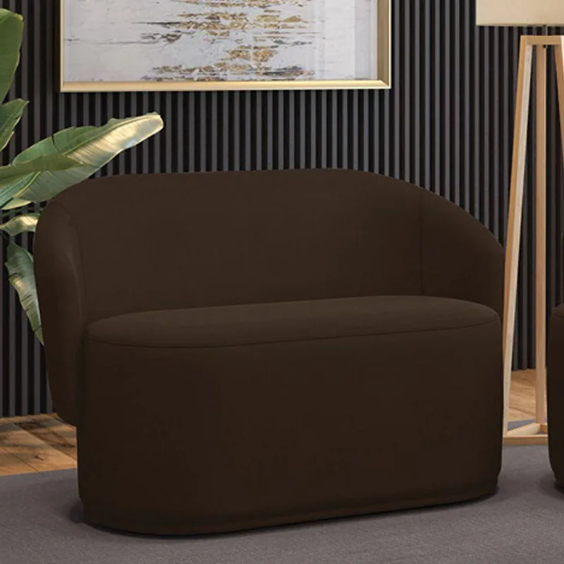 Sofá 2 Lugares Namoradeira Orgânica Para Sala Malu Suede M11 - D'rossi Cor Marrom