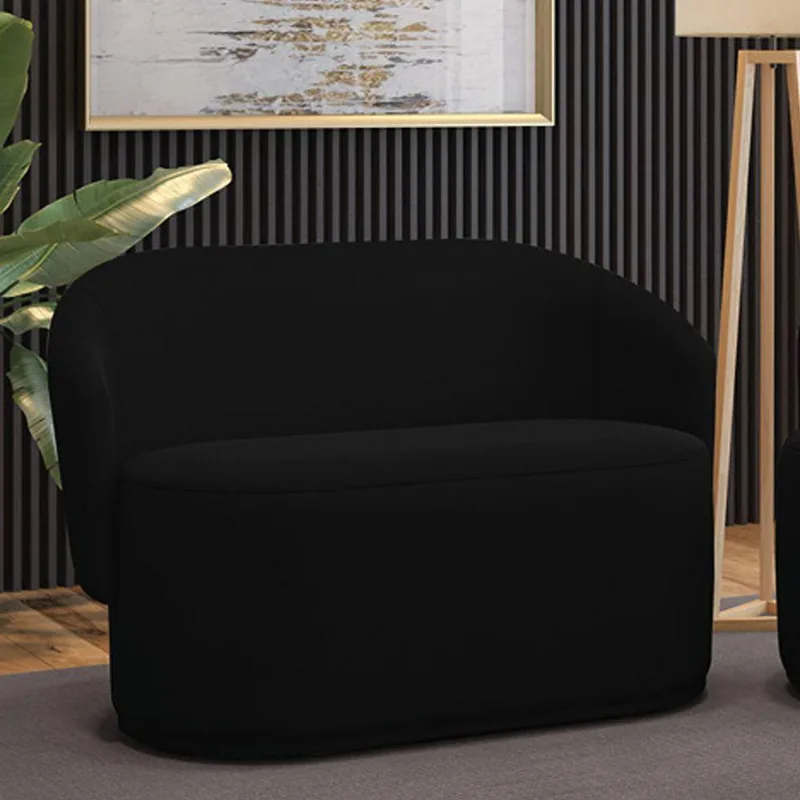 Sofá 2 Lugares Namoradeira Orgânica Para Sala Malu Suede M11 - D'rossi Preto