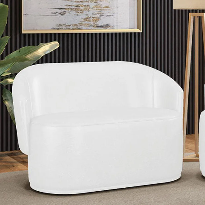 Sofá 2 Lugares Namoradeira Orgânica Para Sala Malu Sintético Pu M11 - D'rossi Cor Branco