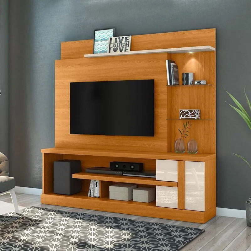 Estante De Tv 55 Pol 182cm Sala De Estar Elaris Cinamomo-off White M20 - D'rossi
