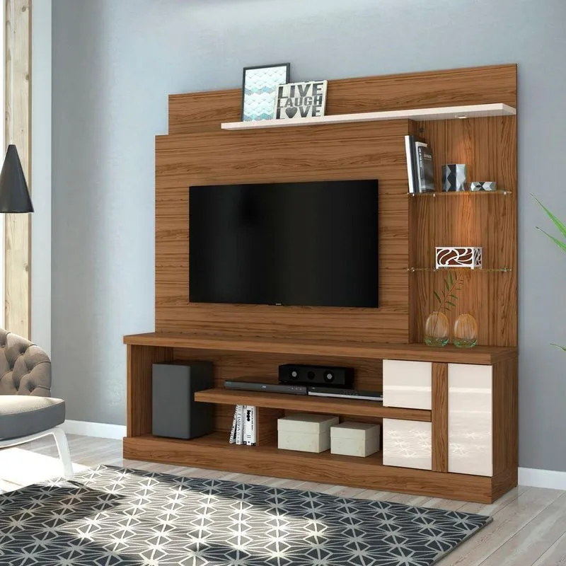 Estante De Tv 55 Pol 182cm Sala De Estar Elaris Naturale-off White M20 - D'rossi