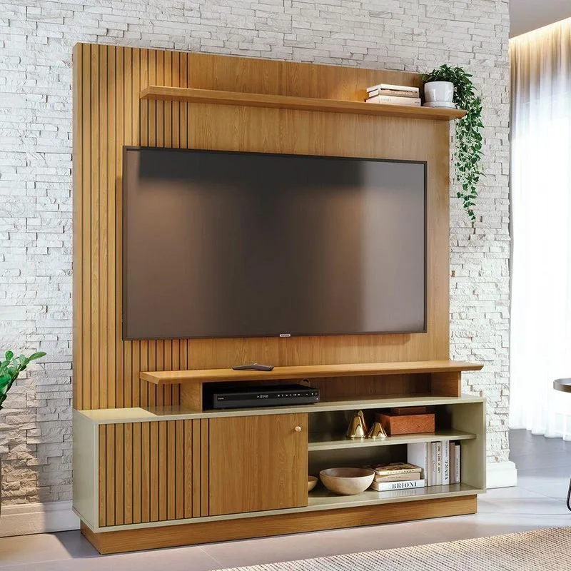Estante De Tv 65 Pol 160cm Sala De Estar Quirel Cumaru-opala M20 - D'rossi