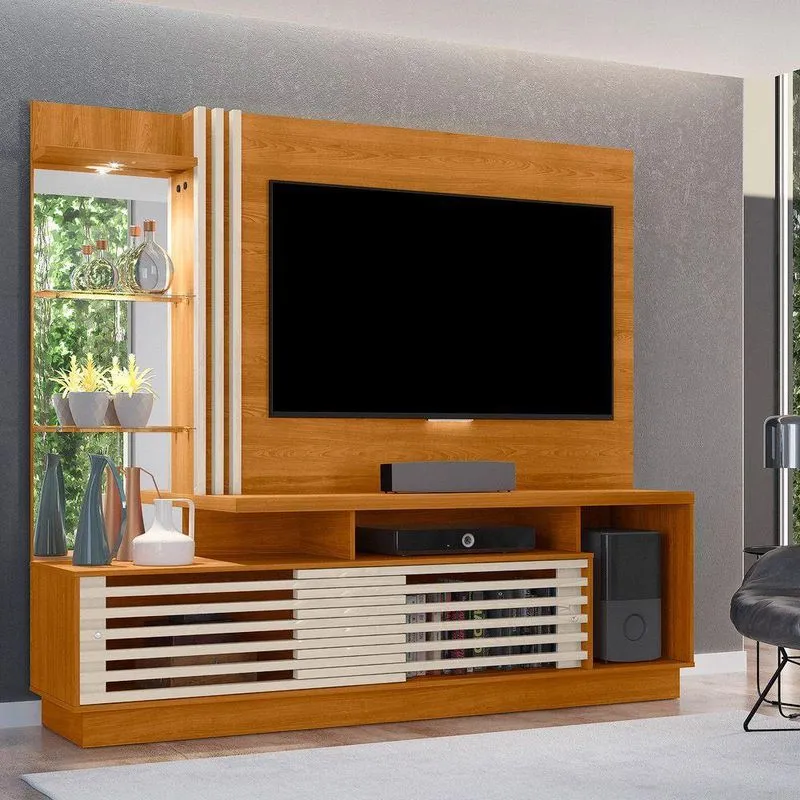 Estante De Tv 60 Pol 200cm Sala De Estar Lumari M20 - D'rossi Cumaru