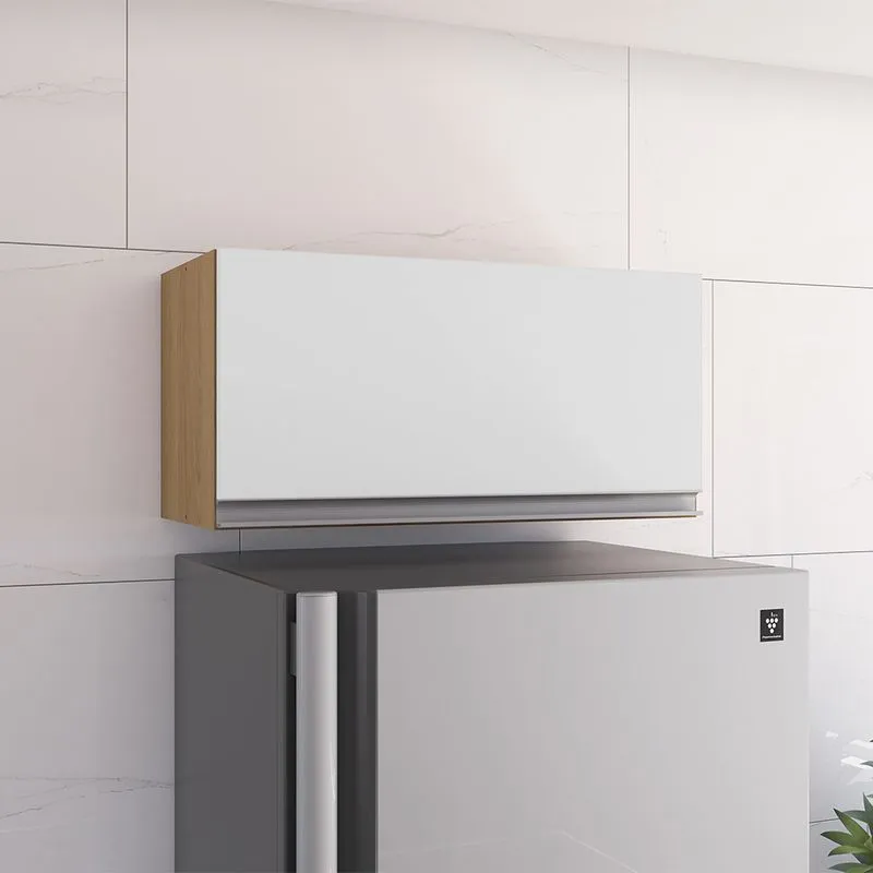 Armário Cozinha Aéreo Geladeira 60cm Basculante Leticia Amêndoa/Branco A01 - D'Rossi
