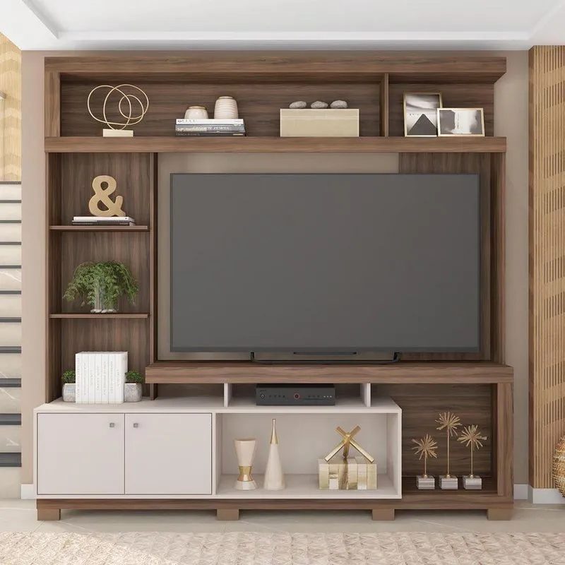 Estante Tv 70 Pol 210cm Sala De Estar Mirel C01 - D'rossi Nogueira-off White