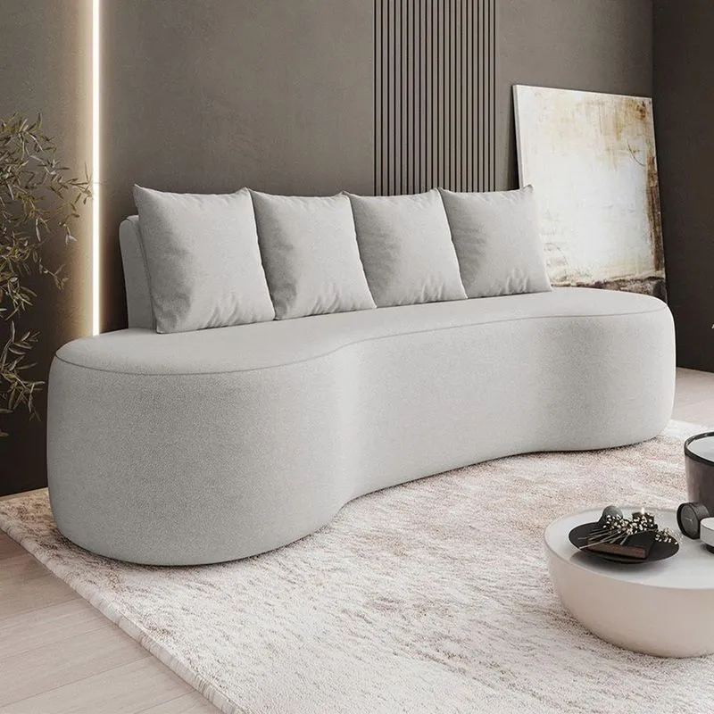 Sofá 3 Lugares Orgânico 210cm Com Almofadas Benin Bouclê B03 - D'rossi Cor Cinza
