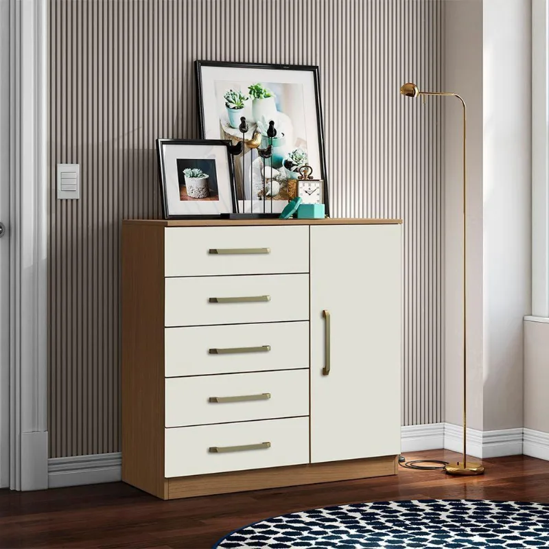Cômoda Quarto 1 Porta Sapateira 91cm Lanaluna A09 - D'rossi Atacama E Off White