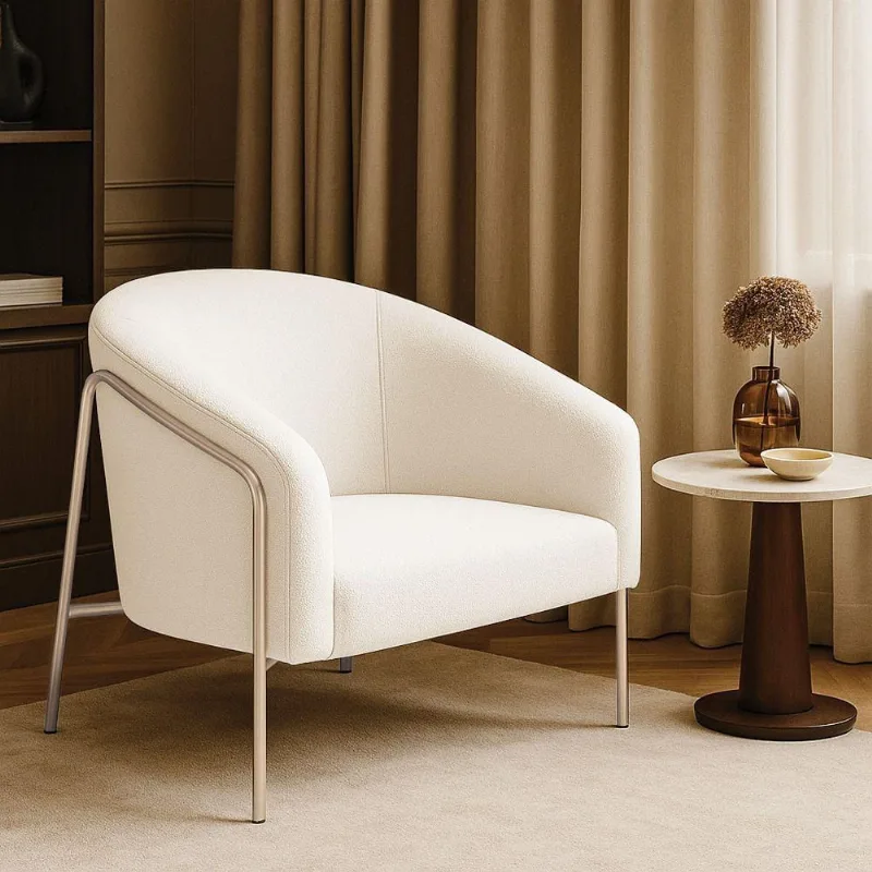 Poltrona Sala Stella Bouclê D03 Industrial Alta Cor Off White D'Rossi