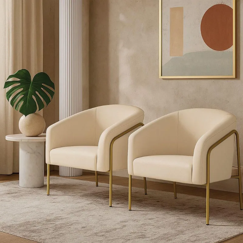 Poltrona Sala Industrial Alta Dourado Kit 2 Stella Suede D03 - D'rossi Rosa Bebê