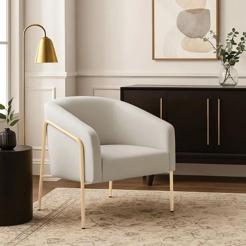 Poltrona Sala Decorativa Stella Base Alta Tubo Champanhe Veludo D03 - D'Rossi Cinza
