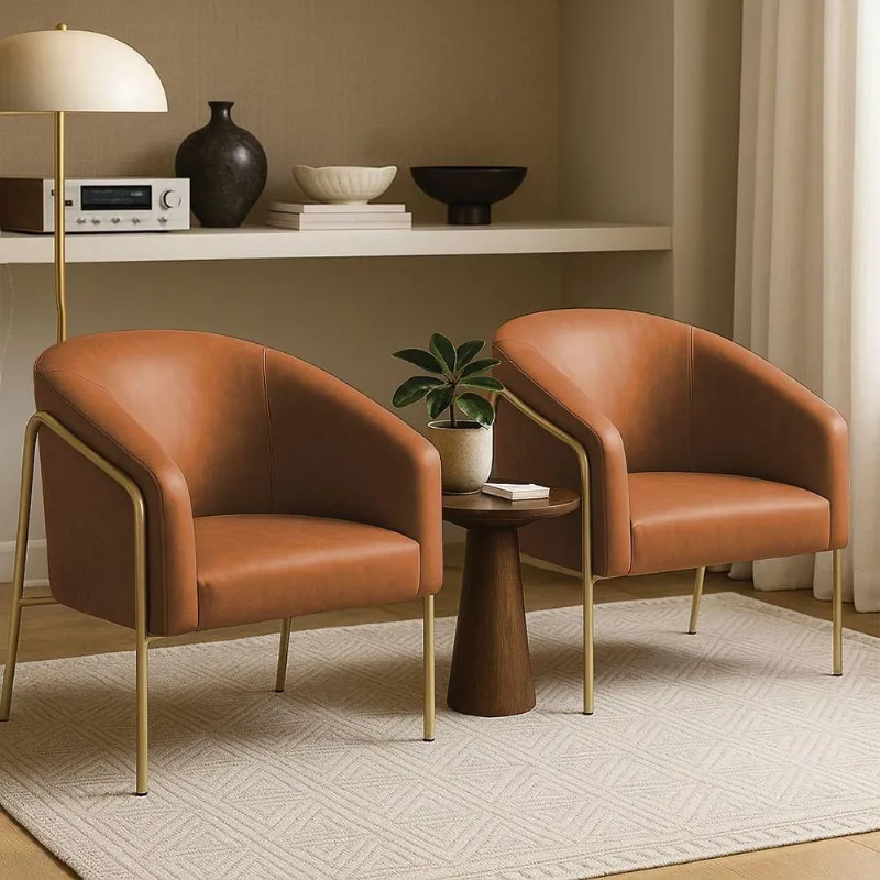 Poltrona Sala Industrial Alta Kit 2 Stella Cor Dourado Sintético Pu Whisky D'Rossi