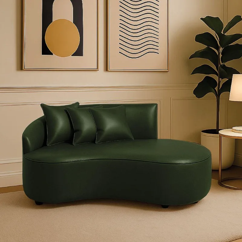 Sofá 2 Lugares Orgânico 140 Cm Morgan Sintético Pu Verde D03 - D'rossi