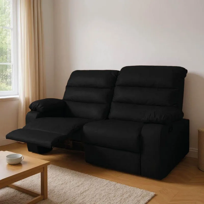 Sofá 2 Lugares Reclinável Retrátil 170cm Naaman Sintético Pu Preto K01 - D'rossi