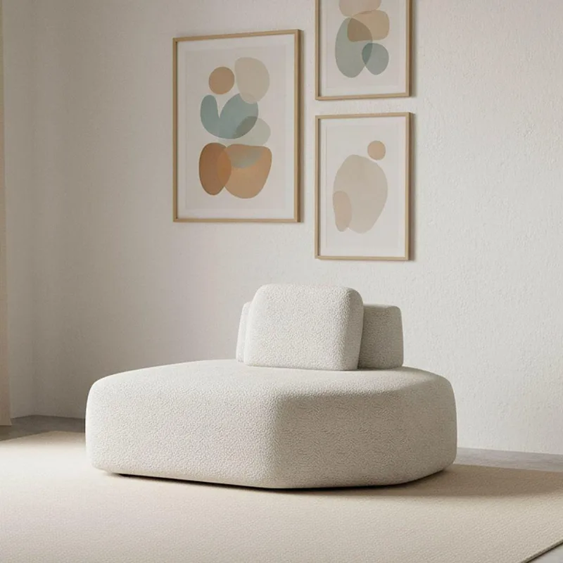 Sofá Módulo Chaise 165cm Orgânico Sala Berlim Bouclê Cinza Claro K01 - D'rossi