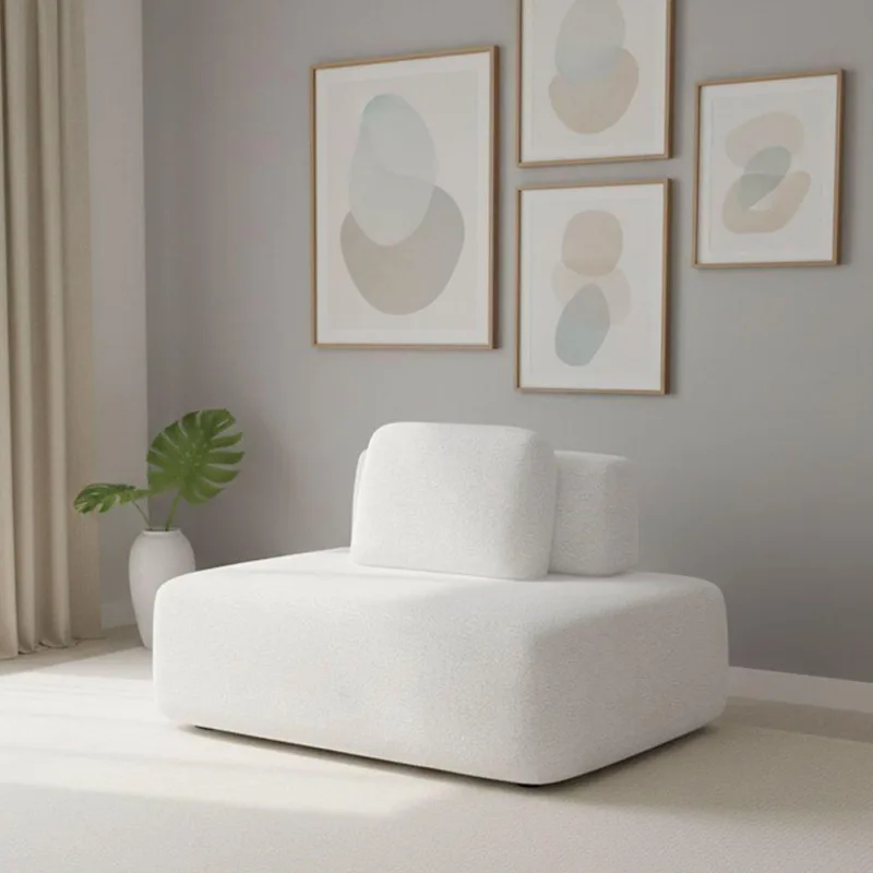 Sofá Módulo Central 140cm Orgânico Sala Berlim Bouclê K01 - D'rossi Off White