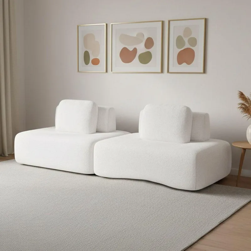Sofá 2 Lugares Orgânico Com Módulo Central E 1 Canto Berlim Bouclê Cr K01 - D'rossi Off White