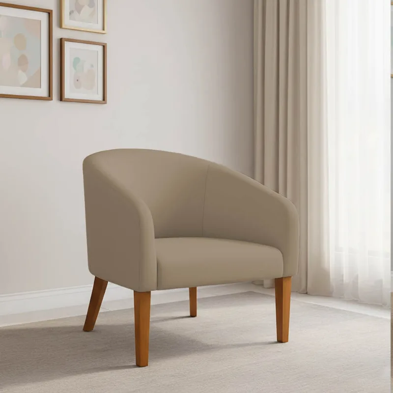 Poltrona Sala Decorativa Stella Pé Madeira Trapézio Castanho Suede Marrom Rato D03 - D'Rossi