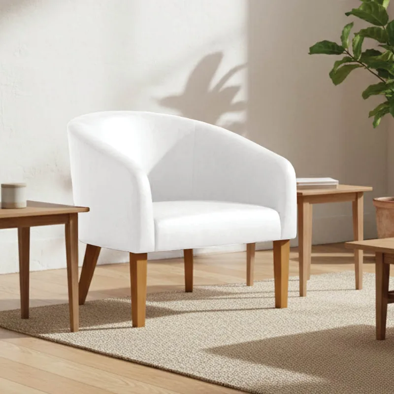 Poltrona Sala Decorativa Stella Pé Madeira Trapézio Castanho Sintético PU Branco D03 - D'Rossi