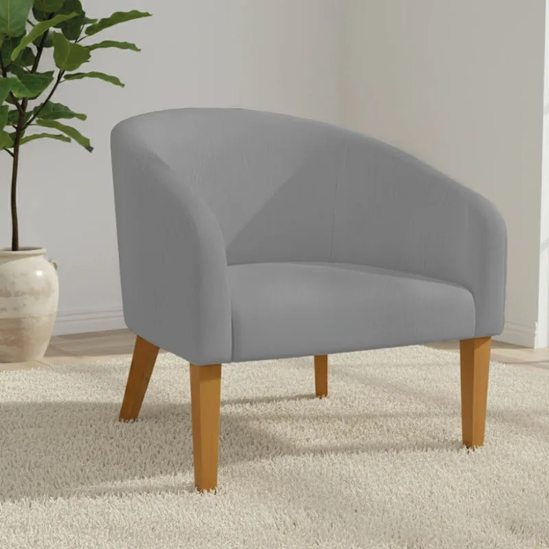 Poltrona Sala Decorativa Stella Pé Madeira Trapézio Castanho Sintético Cinza D03 - D'Rossi